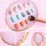 Harz Nail Art Palette,Maniküre Gemalt Palette,Goldener Rand Nagelleck Palette,Nail Art Makeup Palette Display Fach Nagel DIY Zubehör(Weiß)