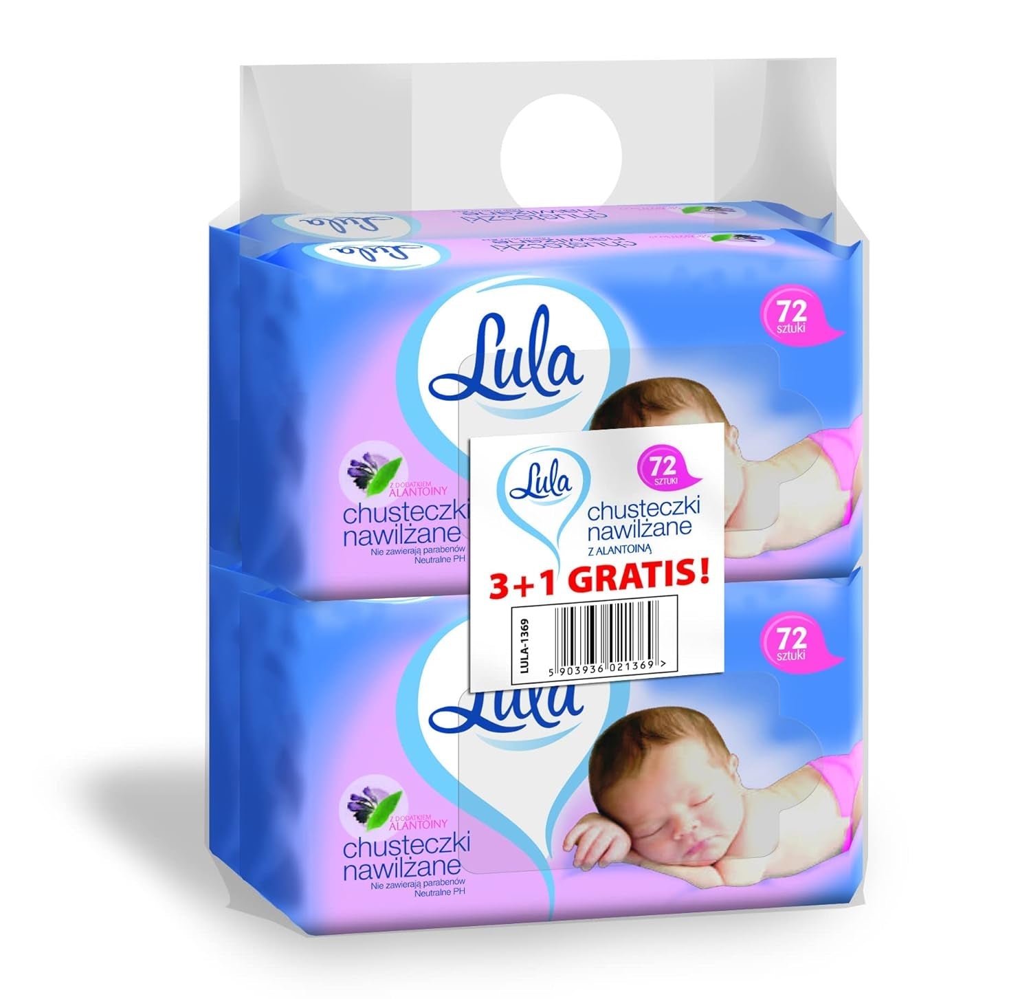 Babyservietter med ALANTOIN 72 stk 3 stk + 1 stk gratis
