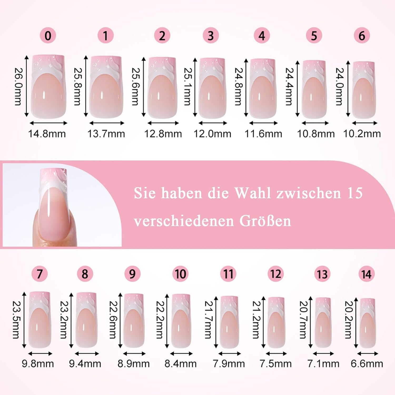 30 stk franske falske negle - lim på kunstige negle - bløde gelnegle til kvinder - Akrylklæbende negle Firkantet manicure (fransk pink)