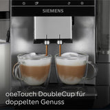 Siemens EQ700 fuldautomatisk espressomaskine, stor TFT-farveskærm, 36 varme og kolde drikke, koldbryg, 2 kops funktion, app kontrol, automatisk rengøringssystem, sort rustfrit stål, TQ717D03