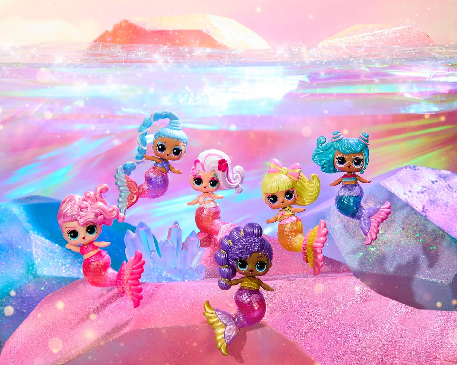 LOL overraskelse! Mermaids Makeover Magic Tots - Ægte lipgloss for dig og din dukke at lave selv, blande og skabe makeup, Sjov vandleg, 6 dukker at samle - Alders 4+