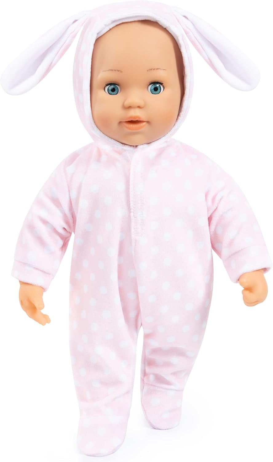 Bayer Design 93822AA Babypuppe Anna, spricht 24 Babylaute, weicher Körper, Schlafaugen, Schnuller, Flasche, 38 cm, rosa, Lille