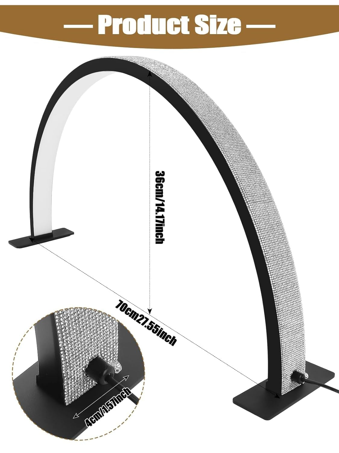 Kalolary Lampadaire, Lash Lumière Pour Extensions De Cils Regglable À 360°, 3000K-6000K Demi-Lune Lampe, Lamp De Beauté (Halvmånelampe)