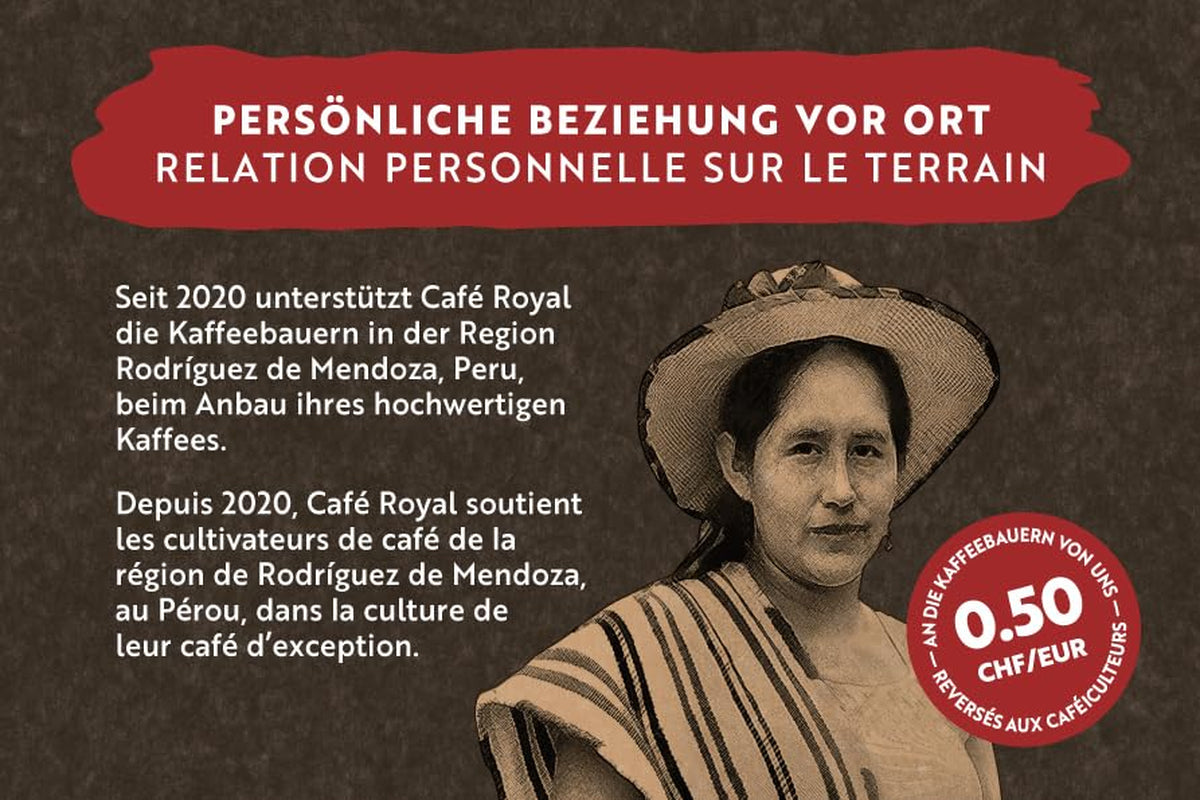Café Royal Bio Espresso Peru – 100% Arabica Kaffeebohnen, aromatisk-intensiv, dunkle Röstung, Stärke 4/5, Bio & Fairtrade, 500 g ganze Bohnen