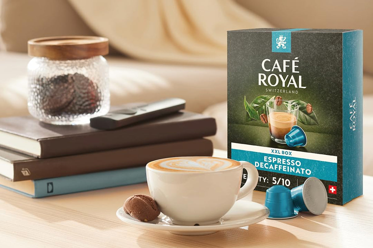 Café Royal Espresso Decaffeinato 36 Kapsel for Nespresso Kaffee Maschine - 5/10 Intensitet - UTZ-certificeret Kaffeekapseln aus Aluminium (Packung med 2)