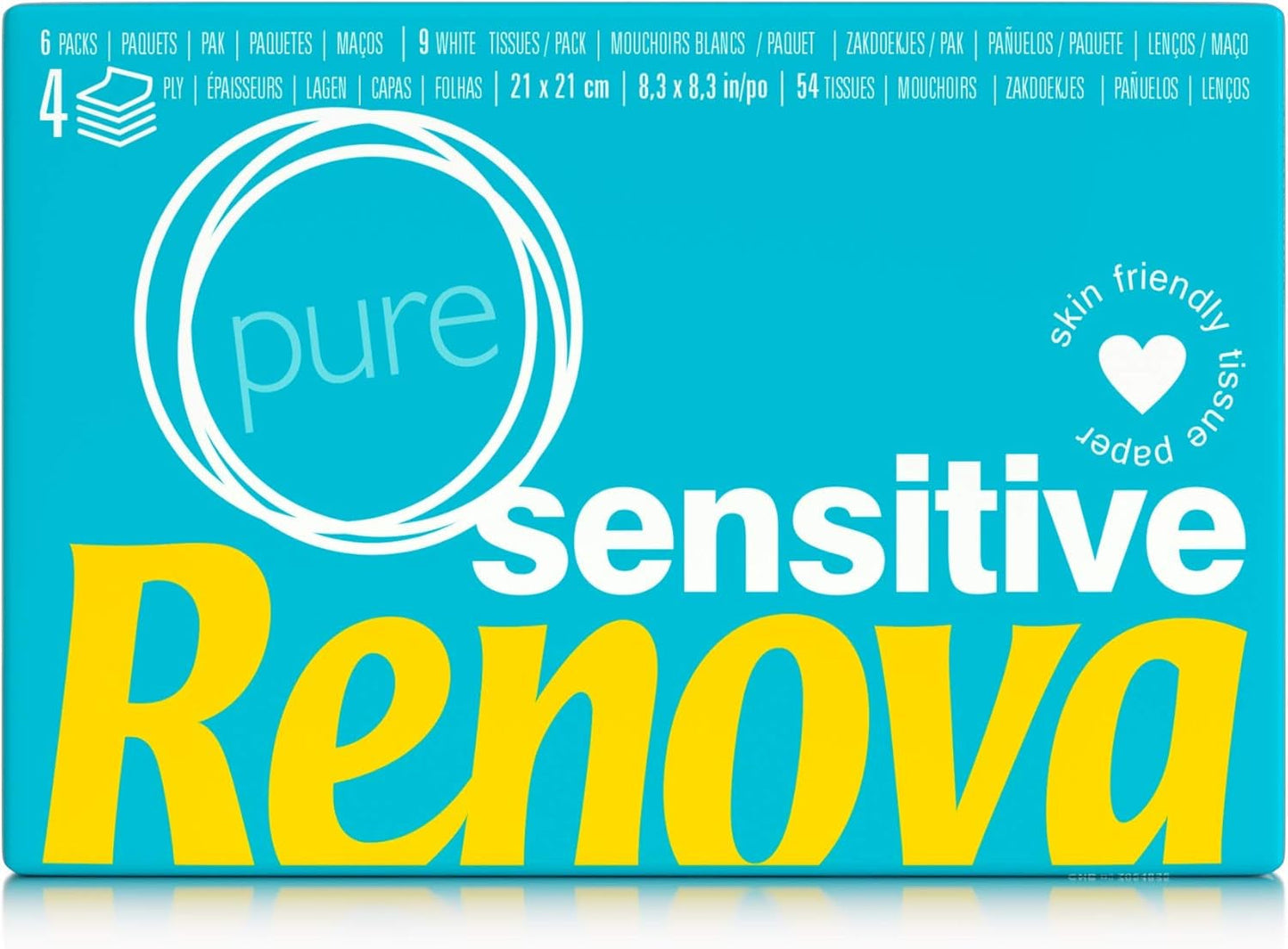 Renova Lommetørklæder Sensitive Pure - 6 pakker hvide servietter