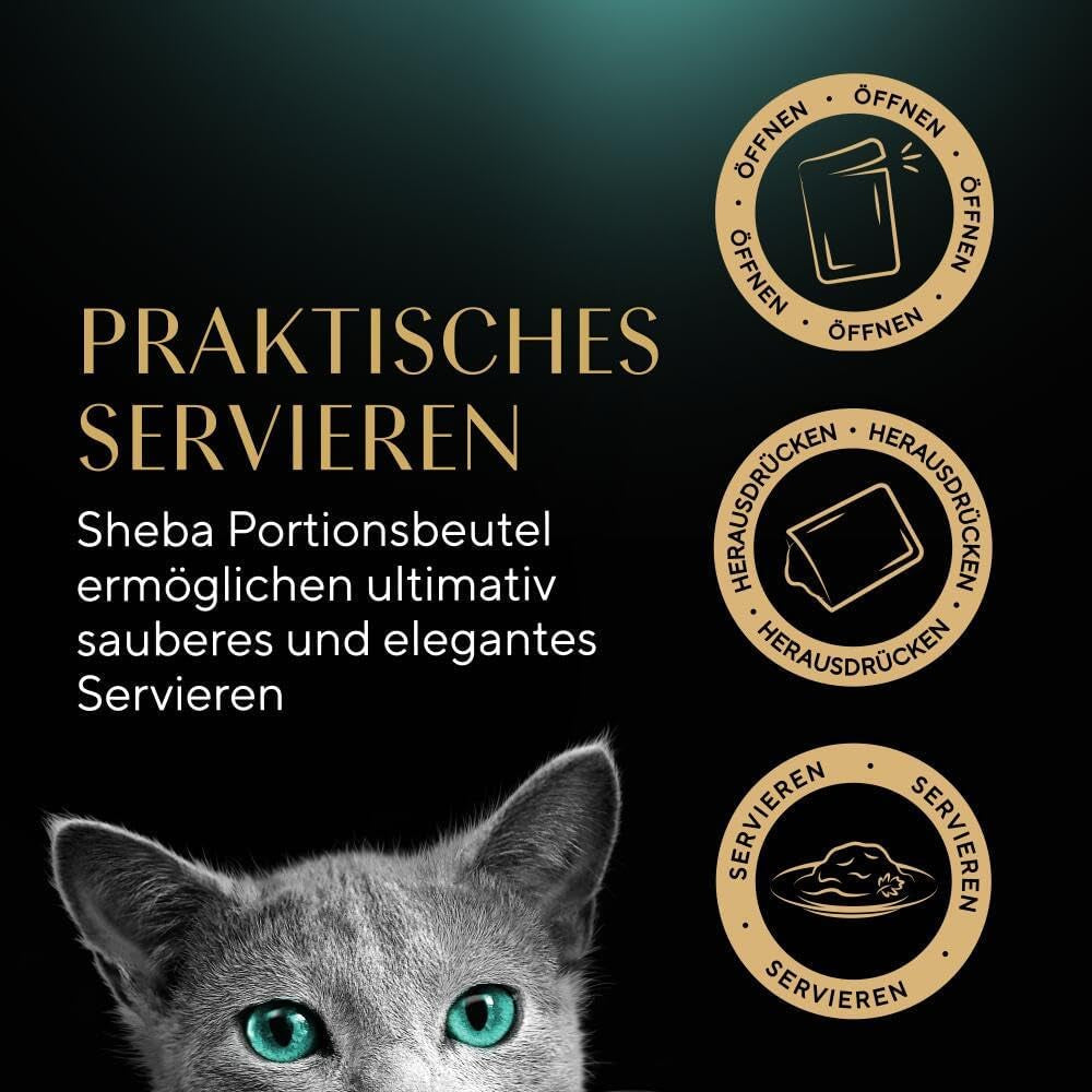 SHEBA Nature's Collection i sovs - højkvalitets våd kattefoder, fine varianter (MSC) i portionsposer - 72 x 85 g