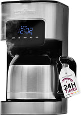 Kaffemaskine Profi Cook | 8-10 kopper | Timer | Sensor Touch-kontrol | 1,2 liter dobbeltvæg termokande | Smagsforsegling | Kaffemaskine med filter i rustfrit stål | PC-KA 1191