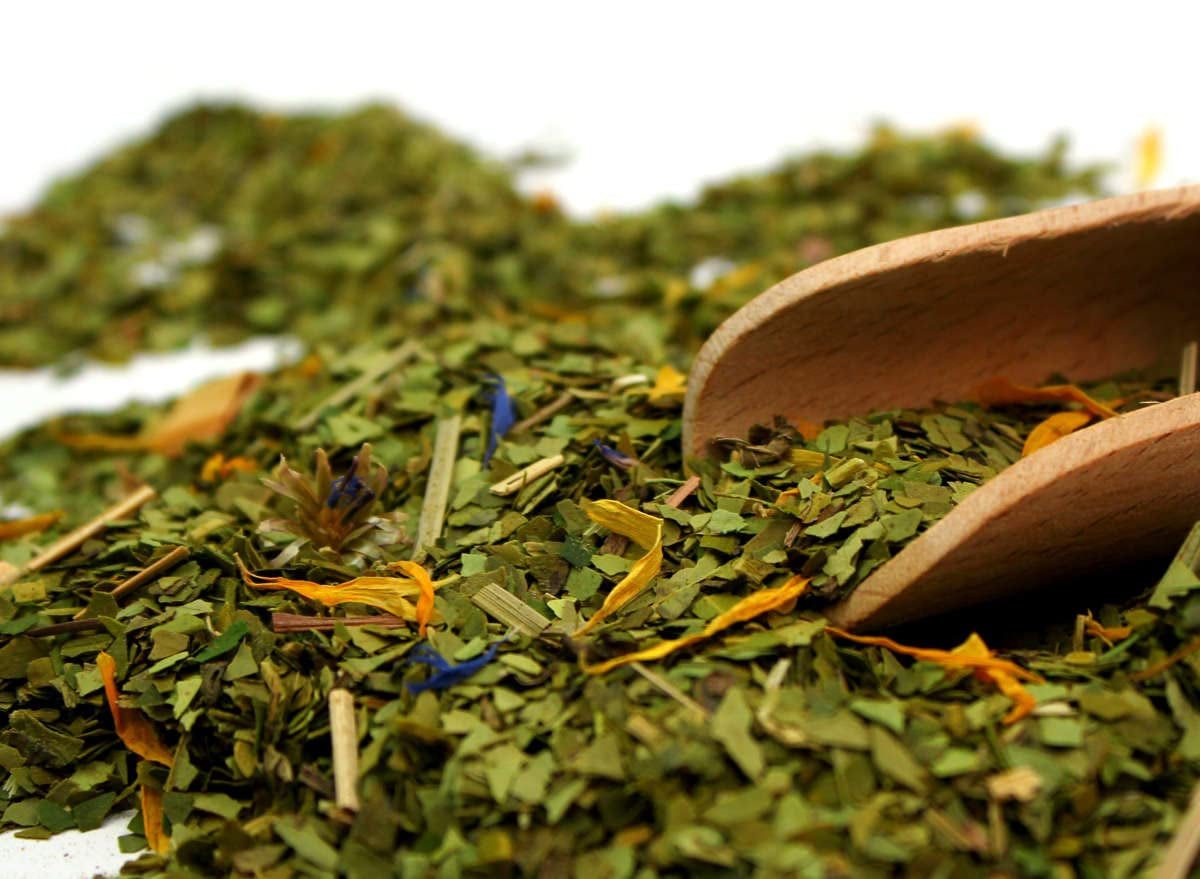Økologisk Mate-te høstet traditionelt, tørret uden røg | Mate Tea Mas Guarana BIO 200G | Økologiske blade Bulk | Med Guarana, mynteblade, citrongræs, kornblomstblomster