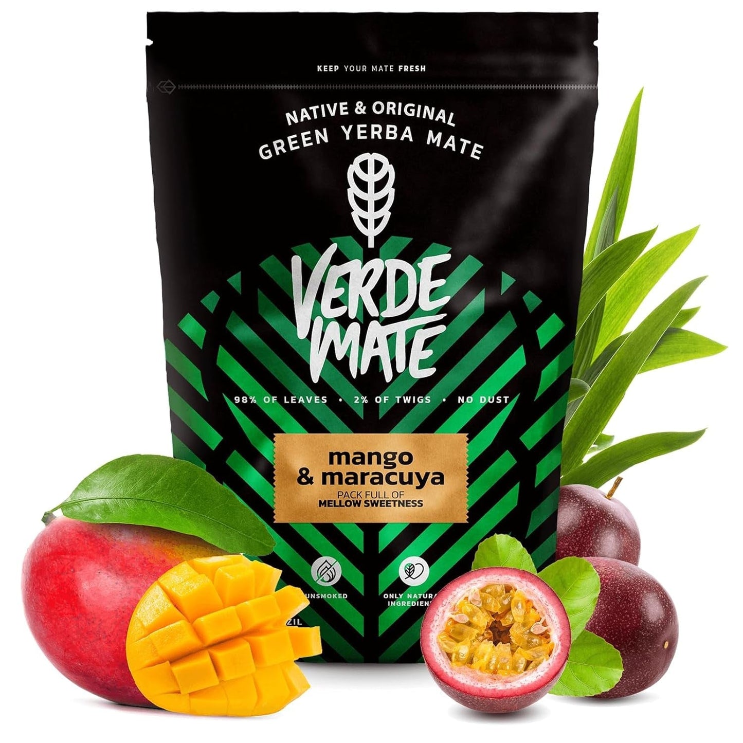 Green Mate Green Mango & Maracuya 0,5 kg | Mate frugt te | The exotic taste of Mate tea The power of cooling | Naturlig stimulering | Mate Tea fra Brasilien | 500 g