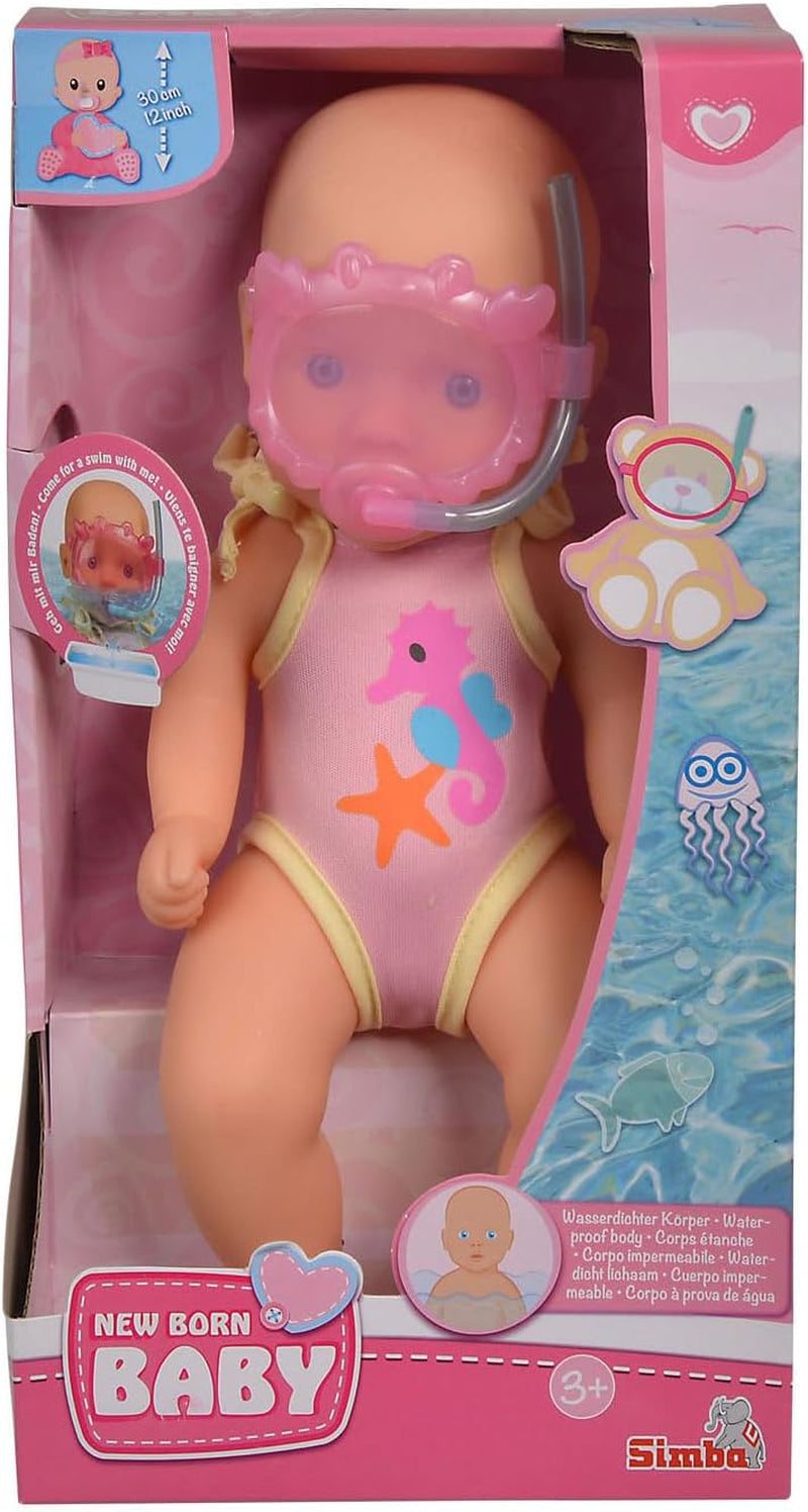 Simba 105030172 - Nyfødt babybadedukke, vinyldukke i badedragt med svømmebriller, 30 cm, dukke, alder 3+ Dukker Naty Shop
