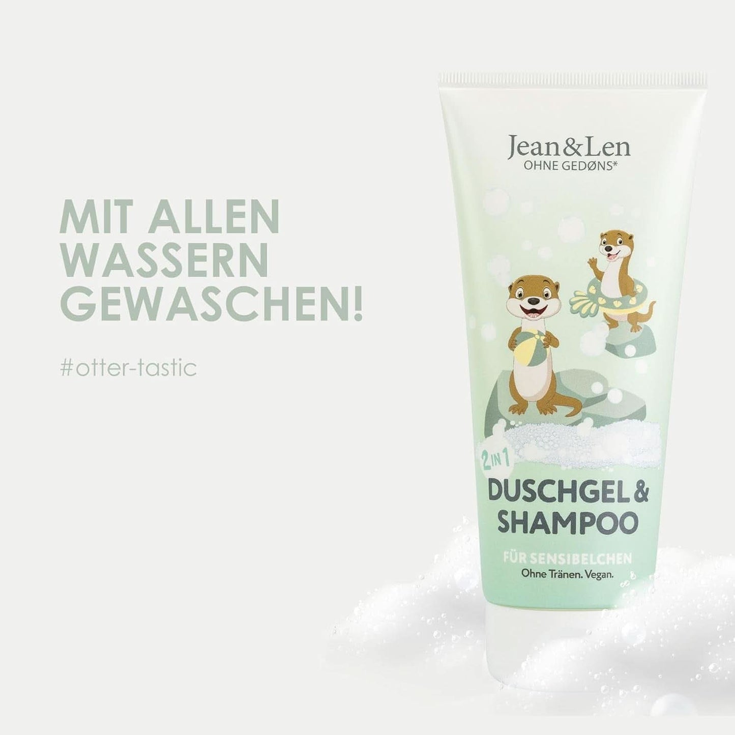 Jean & Len 2 i 1, Shower gel og shampoo til sensitive børn, 200 ml Brusebad og bad Naty Shop