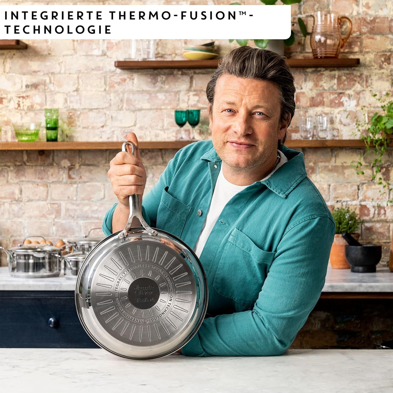 Jamie Oliver fra Tefal Cook Smart stegepande 28Cm, Ucoated rustfrit stål, Velegnet til induktion Gryder og pander Naty Shop