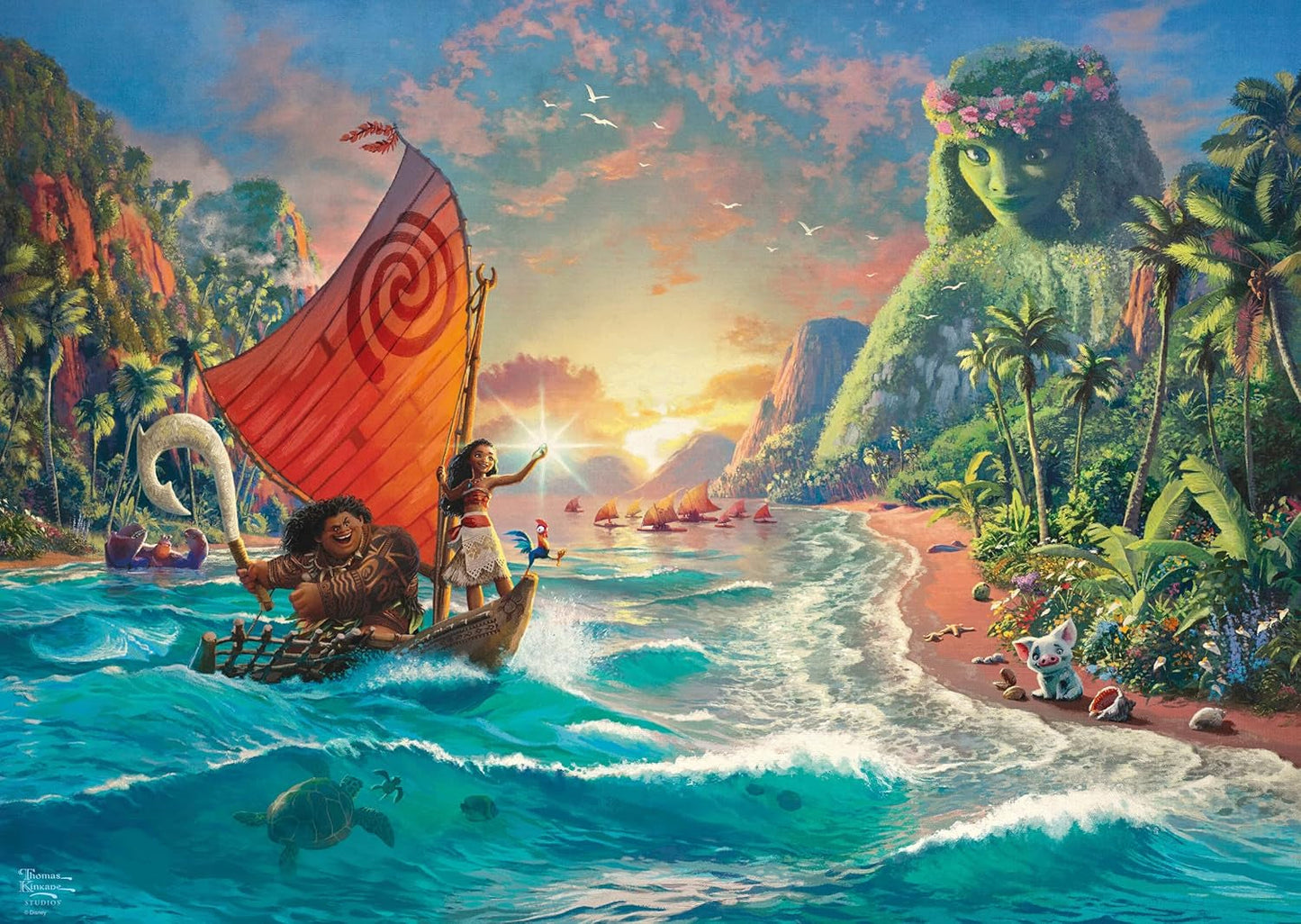 Schmidt Spiele 58030 Thomas Kinkade, Disney, Vaiana, Moana, puslespil 1000 brikker, normal, sort, hvid Puslespil Naty Shop