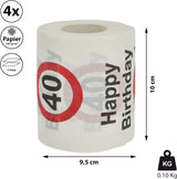 Sæt med 4 toiletpapir "Tillykke med 40 års fødselsdagen" │40 års fødselsdag 24 meter 2-stoffer 180Gr/Qm │ Toiletpapir motiv toiletpapir (4 X toiletpapir 40)