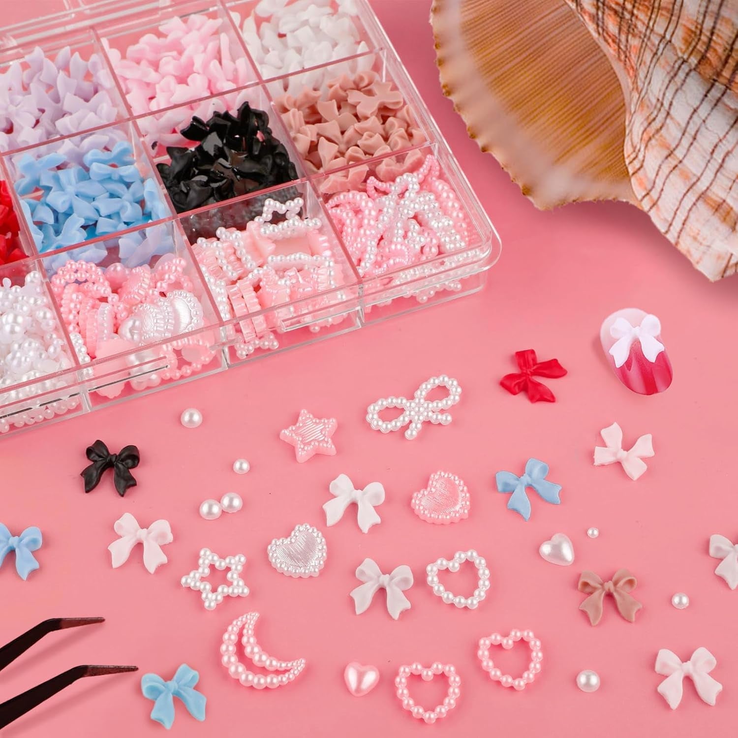 500 stk 3D Nägel Charm Schleifen Charms Nägel Nail Art Charms Schleife Nagel Charms Nägel Nail Art Schleifen Nageldekorationen Mit Aufnahmewerkzeug Für Frauen Und Mädchen Nagel-Diy-Zubehör