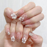 Kunstige negle Naturlig Glitter Kort Tryk På Akryl Selvklæbende Glitter Negle Til Kvinder Piger Nail Art Tilbehør 48 stk.