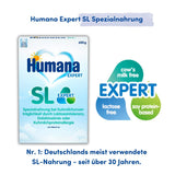 Humana SL Expert, fra fødslen, speciel formel til komælksintolerance forårsaget af laktoseintolerance, galaktosæmi eller komælksproteinallergi, til spædbørn og småbørn, 600g