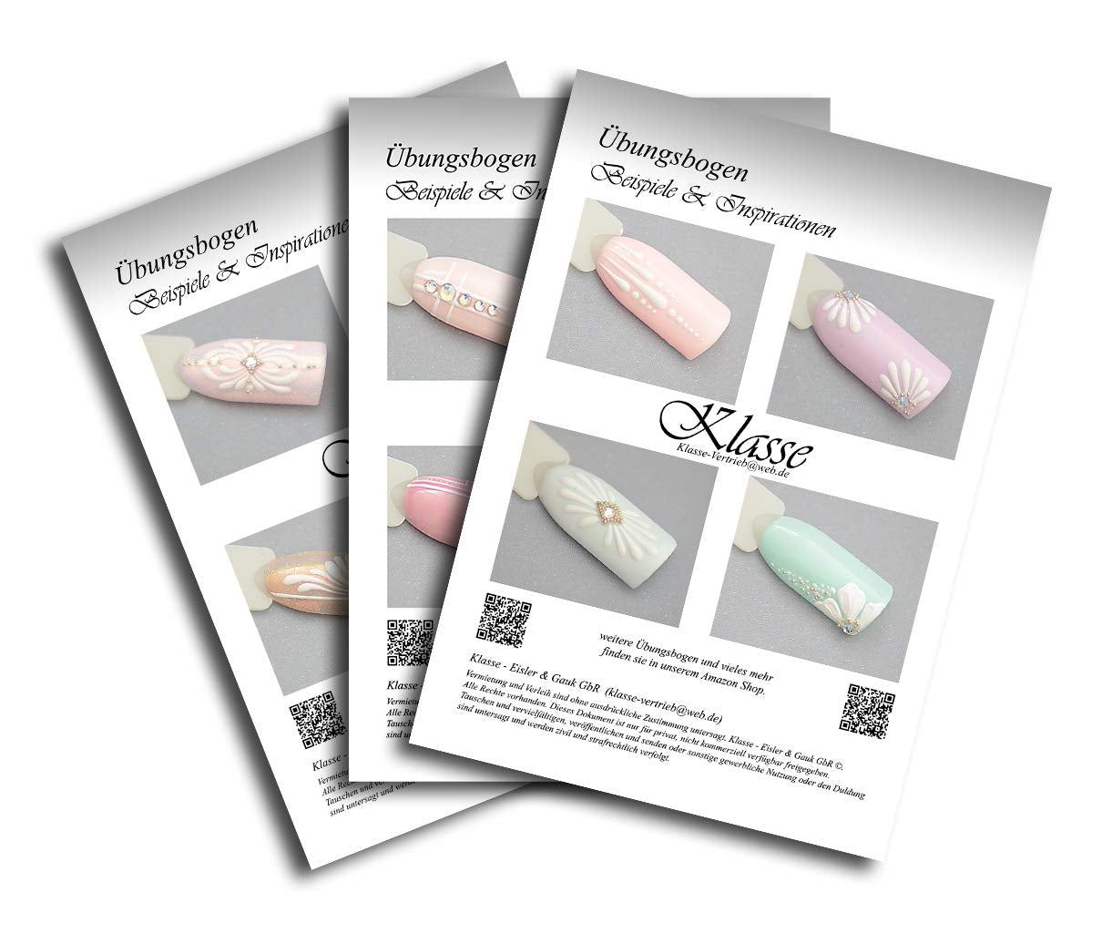 Übungsbögen Nageldesign Nailart (Grundlagen) 3Er Sæt Übungsbogen Startersæt Übung Schulung Tipps Nagelset Nagelart Zubehor Zubehör Nail Art Zum Lernen Ohne Sticker Stickers Folie Brush Stamper ÜB001
