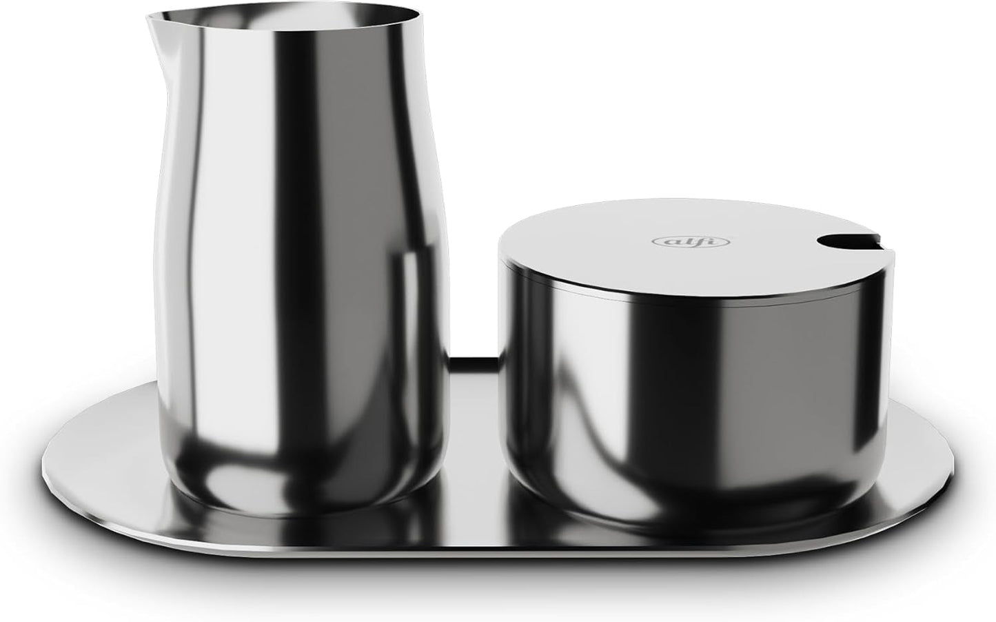 MÆLK OG SUKKER SÆT alfi højkvalitets poleret rustfrit stål mælke- og sukkersæt, elegant design, tåler opvaskemaskine, holdbart