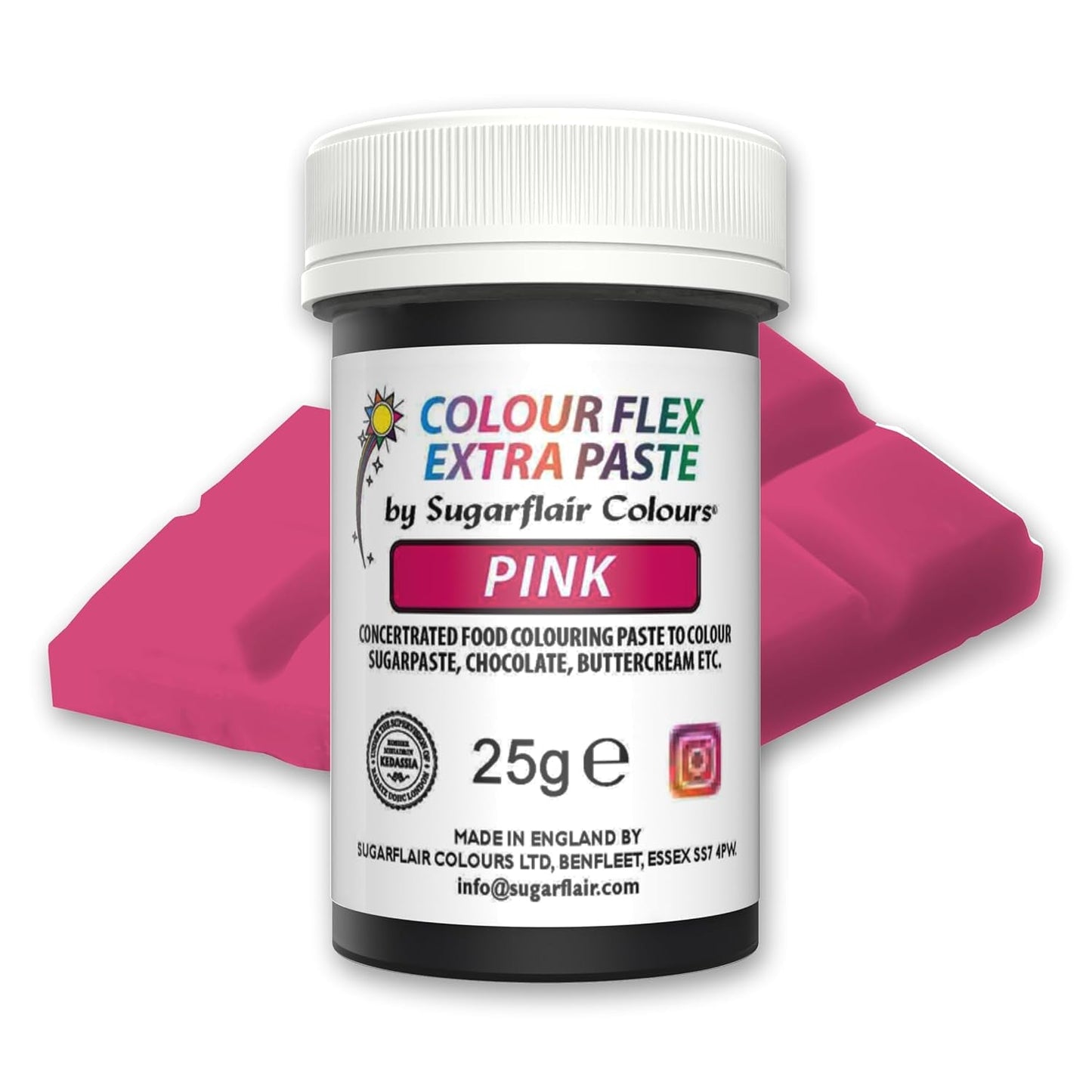Madfarvepasta Sugarflair Colourflex Extra Pink Paste - Spiselig madfarve til smørcreme, chokolade, sukkerpasta, glasur, fondant, kageblandinger, dej og mere - 25g