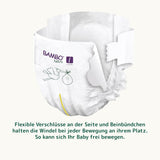 Bambo Nature Babybleer, Størrelse 1 (2-4 kg), 132 Count Månedsæske | Premium bleer med forbedret lækagebeskyttelse | Ultimativ komfort og frihed for nyfødte | Dermatologisk testede bleer