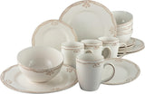 CreaTable, 23601, Romantic Vintage Series, 16-delt porcelænssæt til 4, Porcelænskombinationsservice, Tåler opvaskemaskine og mikroovn, Kvalitetsfremstilling