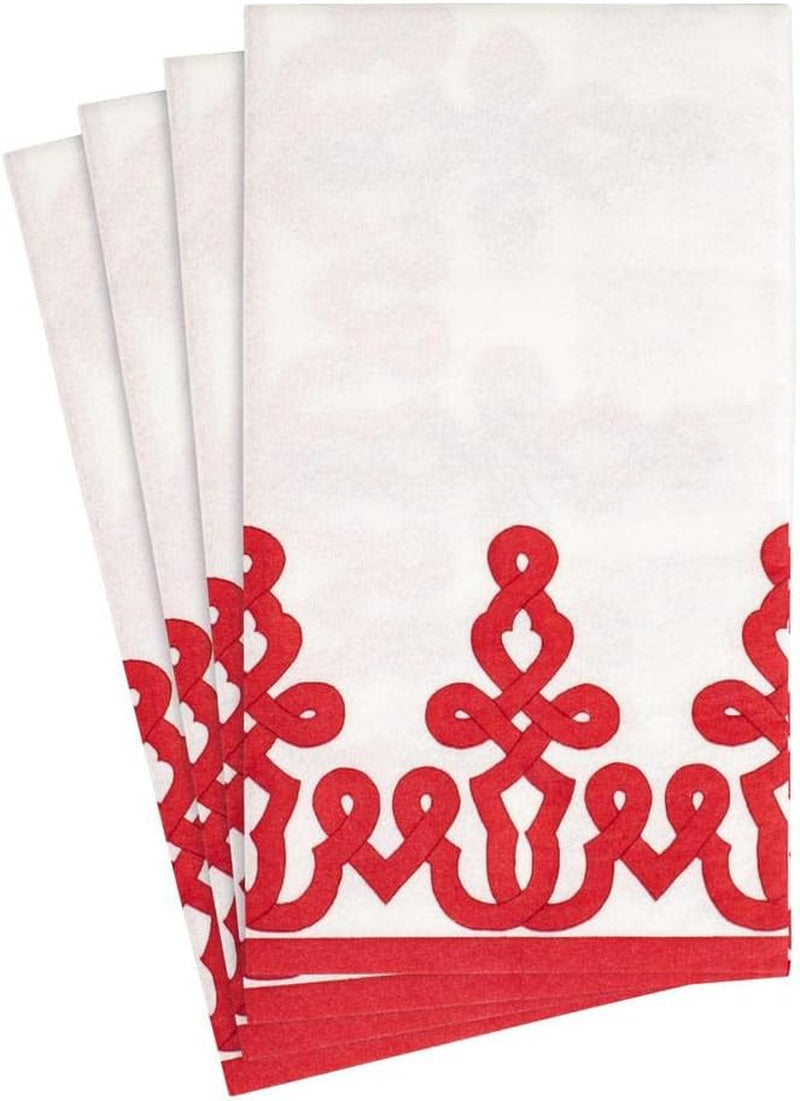 Dessin Passementerie papirservietter, linned, rød, 12 stk
