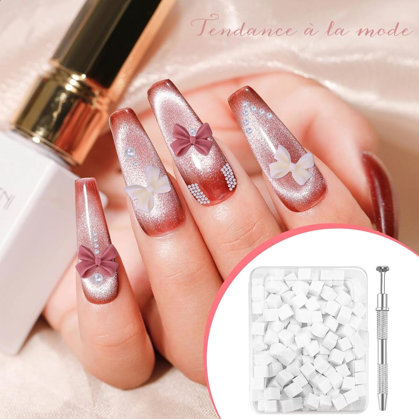 200 Stück Nail Art Schwamm Mit Metallgreifer,Nagelkunst Rendering Werkzeuge Mit Greifer,Sponge Nagel Pinsel,Nageldesign Tilbehør til Nail Art Rendering