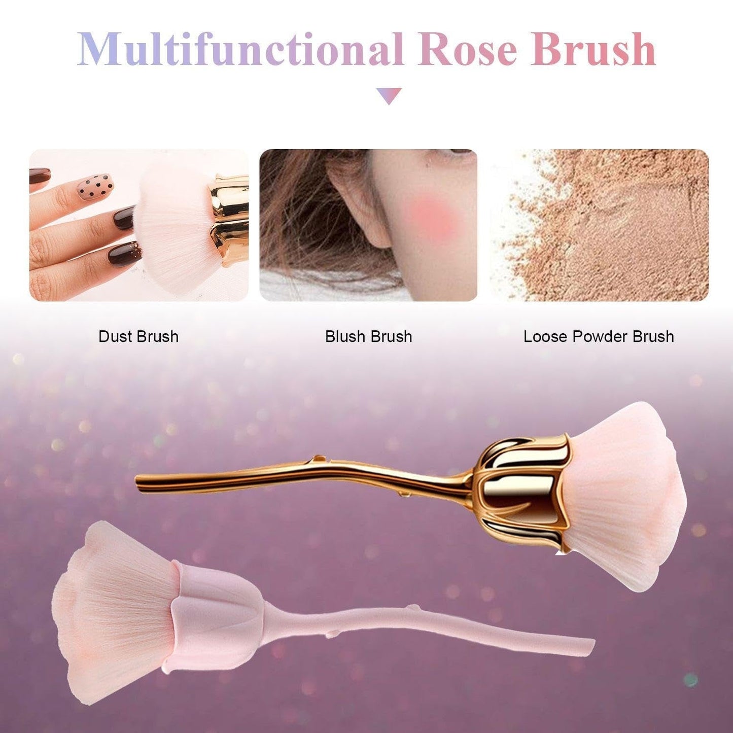 2 Blumen-Make-Up-Binsels, 1 Waschschüssel, Nail-Art-Staubpinsel, Foundation-Make-Up-Binsels, Nail-Art-Make-Up-Pinsels-Zubehör