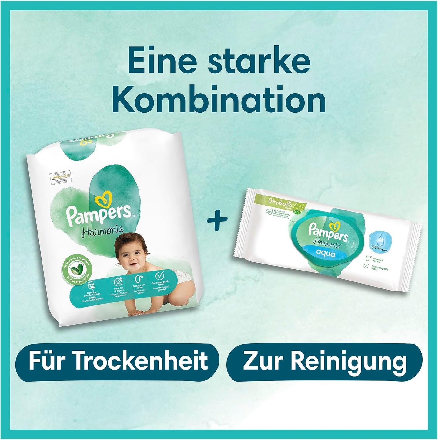 Pampers babybleer, størrelse 2 (4-8 kg), Harmony, Half Moon Box, skånsom hudbeskyttelse og urteingredienser, 240 Count