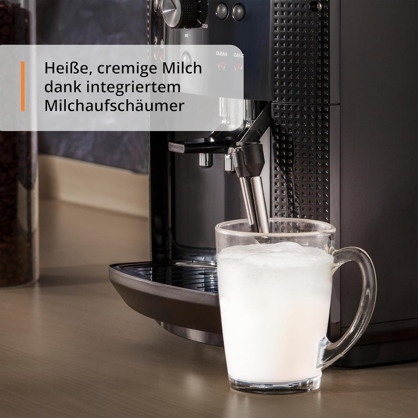 KRUPS Arabica Picto automatisk espressomaskine, kompakt design, nem at bruge, intuitiv justerbar drejekontrol, mælkeskummer, 2-kops funktion, espressomaskine, sort, EA810870