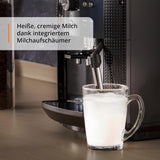 KRUPS Arabica Picto automatisk espressomaskine, kompakt design, nem at bruge, intuitiv justerbar drejekontrol, mælkeskummer, 2-kops funktion, espressomaskine, sort, EA810870