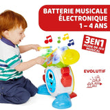Chicco 00009820100000 Mi First trommesæt med lys og lyde, 3 spilletilstande Musikinstrument med batteri til børn, flerfarvet, stor Jucarii Bebe Naty Shop