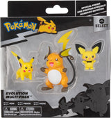 Pokemon PKW2778 Select 3-Pack med Pichu og Pikachu og 7,6 cm Raichu Battle Figures Evolution Multipack Style 2 Action Figurer Naty Shop
