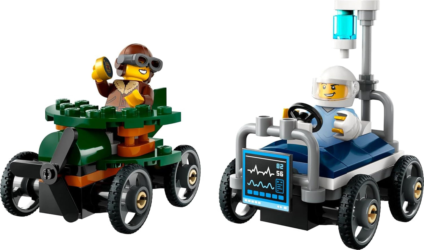 LEGO City Airplane vs. Hospitalsseng Racerbilsæt - Sæbekasselegetøj til drenge og piger fra 5 år - Byggesæt med 2 minifigurer - Fødselsdags- og feriegave 60459 Byggesæt Besuche den LEGO-Store