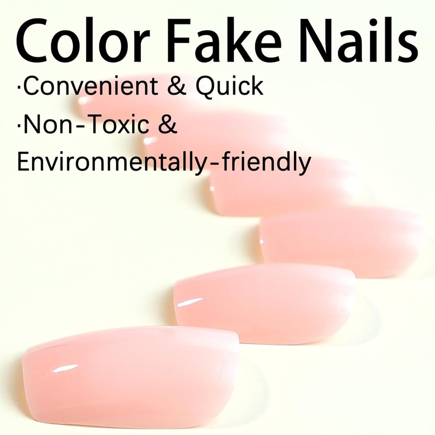 24 stk Pink ensfarvede falske negle selvklæbende neutrale falske negle Medium firkantet blød gel til kvinder DIY fuld dækning Glitter falske negle