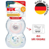 NUK Star Night & Day baby sut 0-6 måneder Glow in the Dark BPA-fri silikone Pink Cat 2 pakke