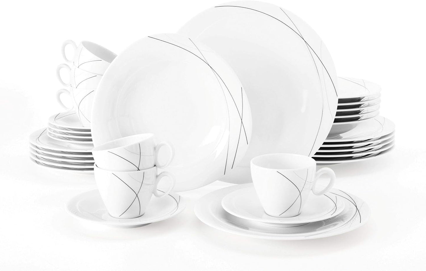 Seltmann Weiden 001.706904 Trio Highline Kombinationsservicesæt, 30 stk., 36,5 x 31,2 x 36,9 cm, Hvid