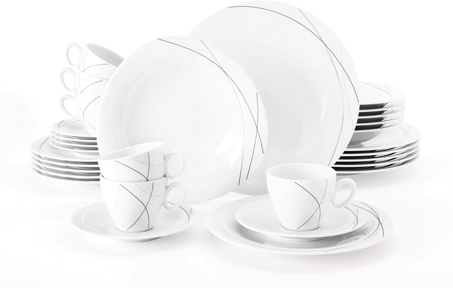 Seltmann Weiden 001.706904 Trio Highline Kombinationsservicesæt, 30 stk., 36,5 x 31,2 x 36,9 cm, Hvid