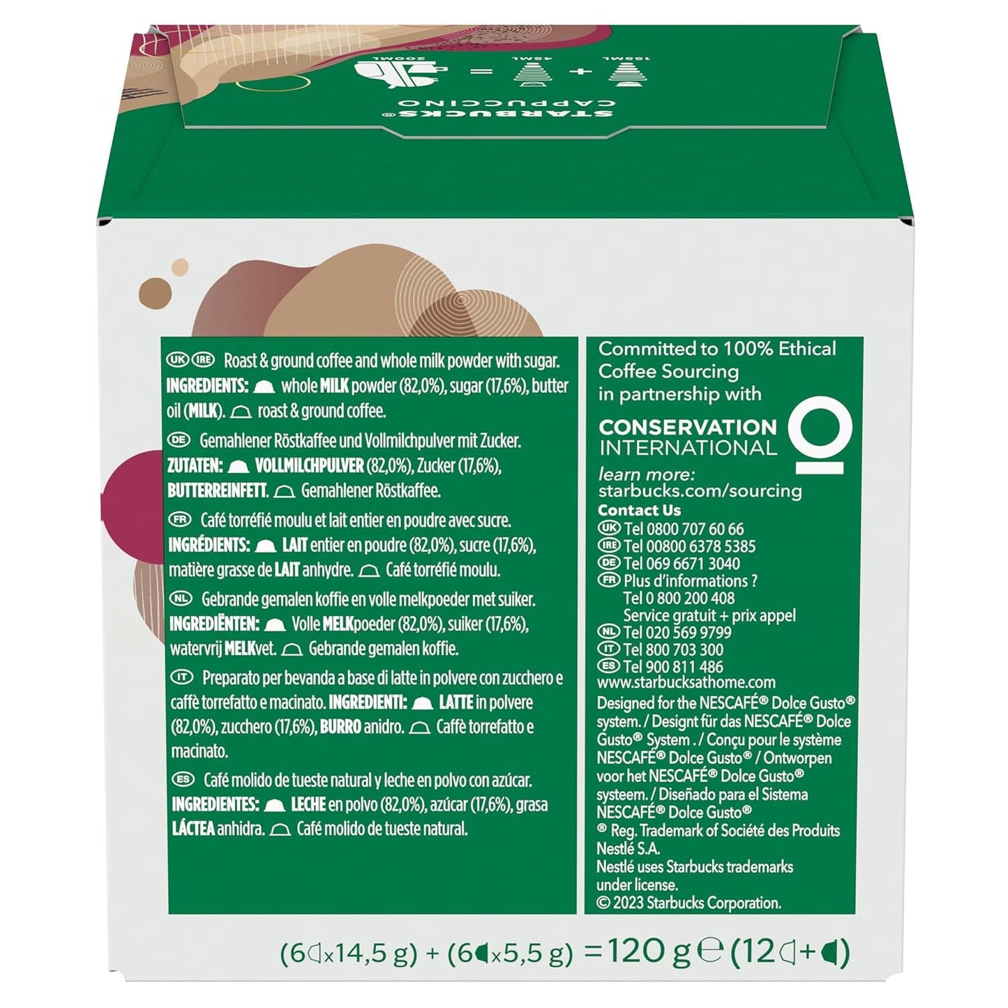 STARBUCKS Cappuccino fra Nescafé Dolce Gusto Kaffeekapseln 6 x 12 (72 Kapseln)