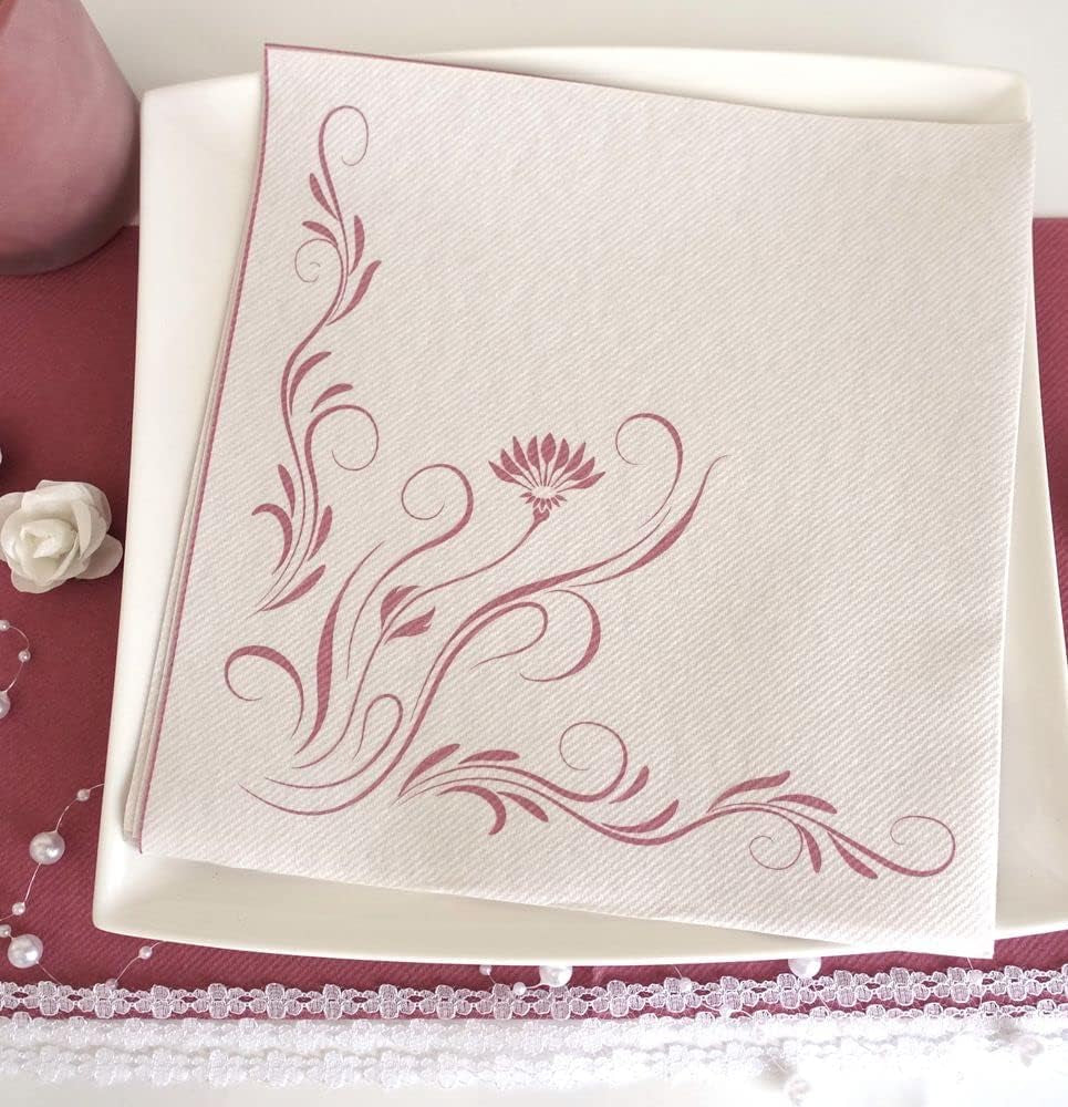 Appartina Elegantia 40X40 Cm Stoflignende Airlaid servietter, Højkvalitets Bryllupsservietter, Stoflignende Bryllupsservietter Engangsservietter til forskellige lejligheder (Dusky Pink)