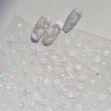 JMEOWIO 3D Nagelsticker Aurora Muschel Seestern Nail Art Sticker Selbstklebend Nagelaufkleber 5D Stereoskopisk Ozean Tema Dekoration Nageldesign Tilbehør 1 Blatt
