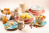 MÄSER 931495 Bel Tempo II Spisesæt til 6 med moderne vintagelook, 12-delt bordservice, håndmalet, pink, stentøj