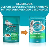 PURINA ONE indendørs formel våd kattefoder, møre bidder i hjemmelavet tunsauce, pakke med 26 (26 x 85 g)
