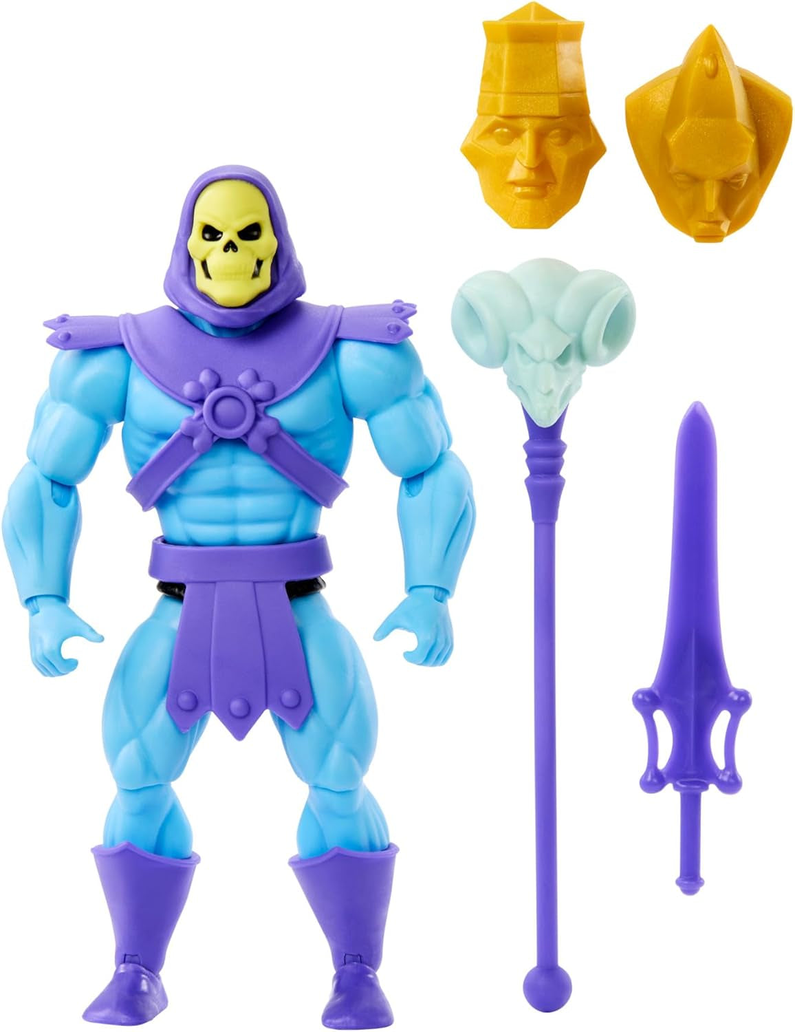 Masters of the Universe Origins legetøj, skeletfigur fra tegneseriesamlingen, skurk stående ca. 14 cm med rustning, stav, sværd og 2 masker, HYD24 Actionfigurer Naty Shop Modern