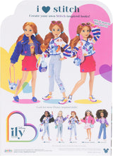 Disney ILY 4EVER Stitch modedukker med rødt hår, 29 cm høje, med 13 artikulationspunkter, to komplette mix-and-match outfits og en funklende Mickey-ring til dig!