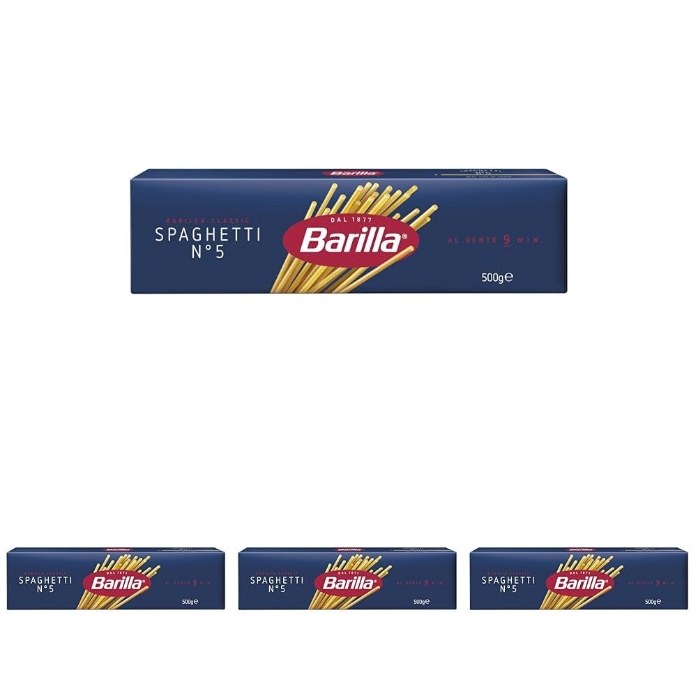 Barilla Pasta Klassische Spaghetti n.5 fra højkvalitets Hartweizen immer al dente, (1 x 500 g), smagløs