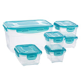 Amazon Basics Fryserbeholdere i et sæt med låg Lækagesikkert stabelbart køleskab/fryser BPA-frit plastikmikroovn og opvaskemaskine Tåler 3 x 1,2L klare madopbevaringsbokse Naty Shop Single 6 Pack 1 Pack