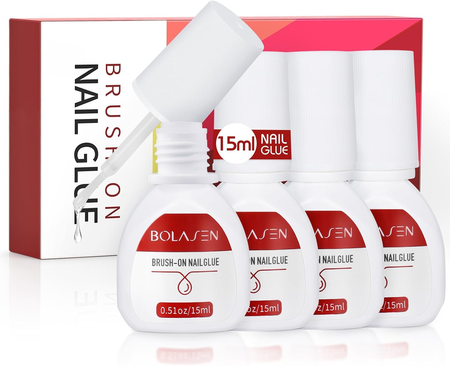 Neglespidslim, BOLASEN Ekstra stærk neglelim, 4 stk. revnet neglelim, neglelim, ekstra stærk kunstig neglelim, neglelim - 4 * 7ml